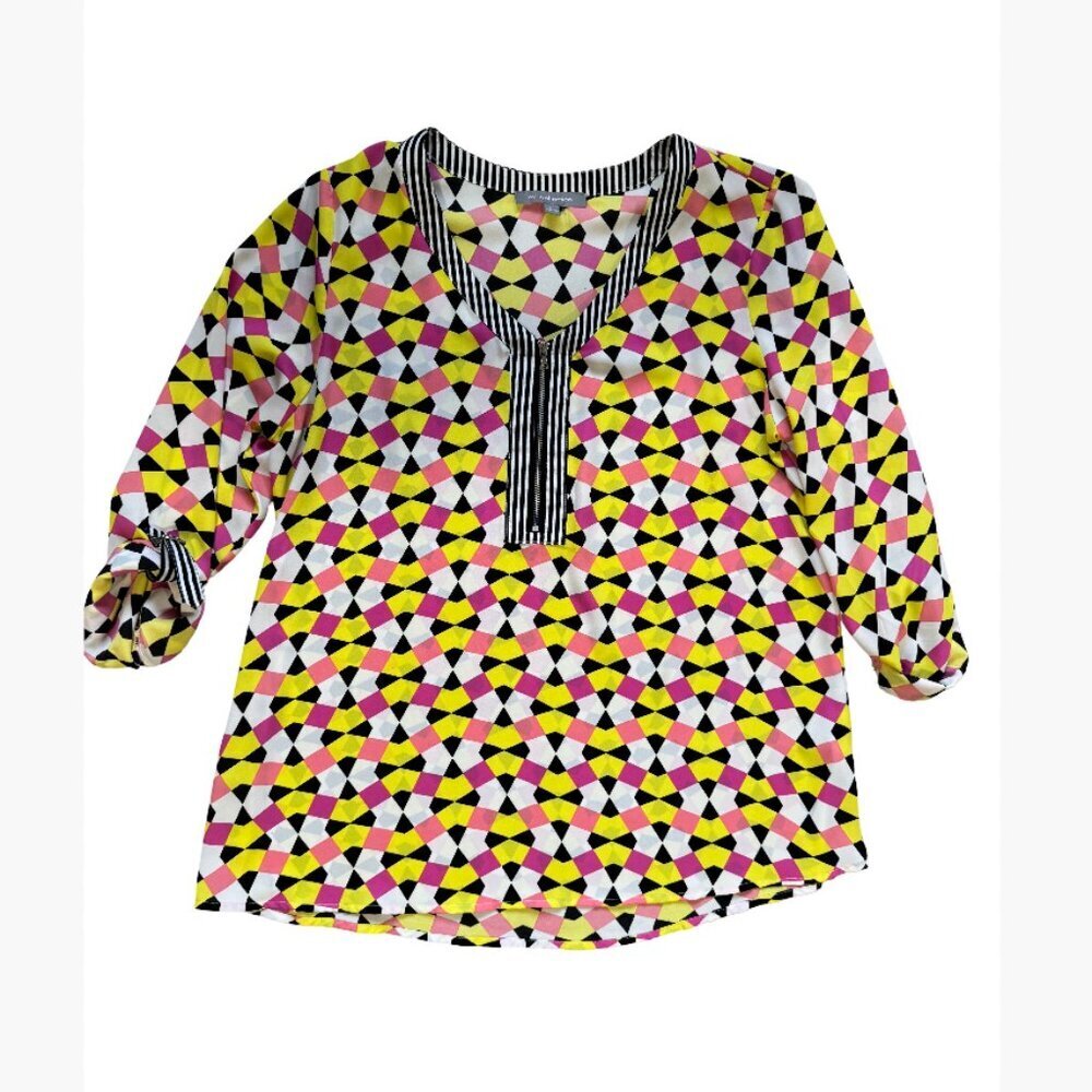 🔥 4 for $20 DEAL 🔥NY Collection Multicolor Geometric Print Blouse - Size M